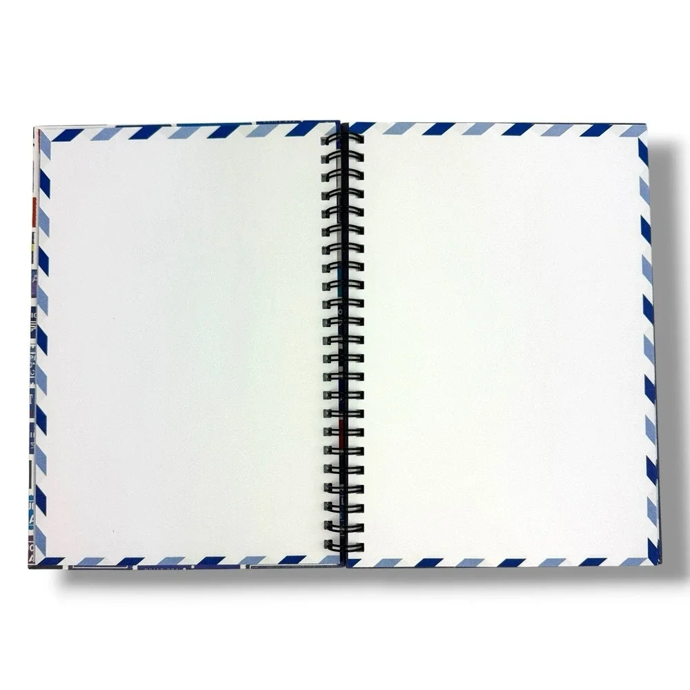 AIR MAIL Par Avion NOTEBOOK Journal Spiral Bound HC 63 Blank Pgs Chronical Books